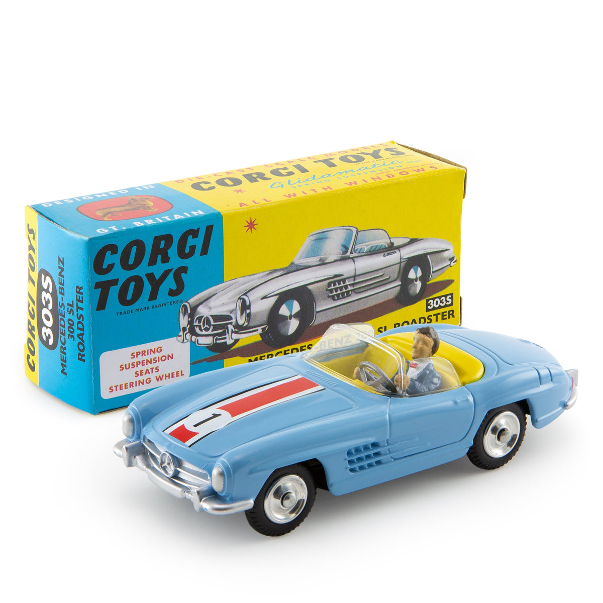 Corgi オープンロードスター 300SL メルセデス・ベンツ Toys Corgi Toys Gull-Wing Opening Red, 300SL; Mercedes-Benz 1956 802; ミニカー