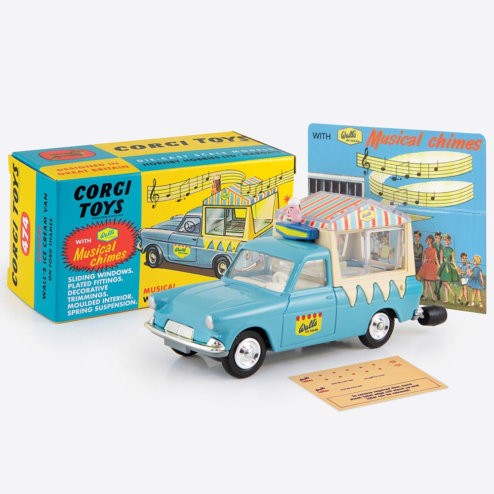 A Corgi reproduction/modern musical Wallis ice-cram van on Ford Thames, model number 474 and a Corgi